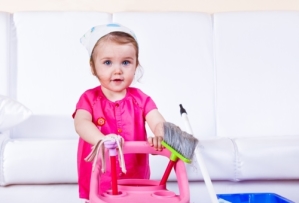 Toddler doing chores